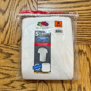 Fruit of the loom, five pack, white boys, undershirts, size medium